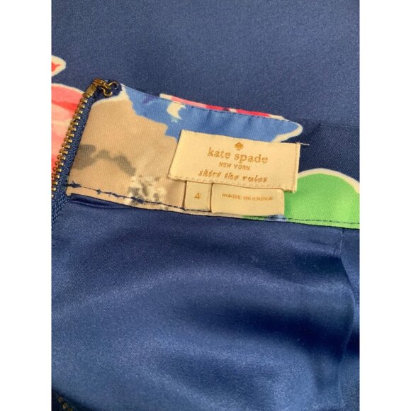 Kate Spade New York Blue Multicolor Floral Pencil Skirt Size 4 - Picture 9 of 9